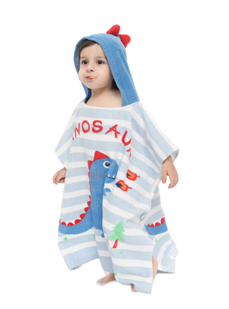 TONWHAR Kids Bath/Pool/Beach Hooded Poncho Towel-Cartoon Animal Pattern Cotton Beach Towel for Baby and Kids (Dinosaur, 1-4 Years/Height:33.4"-43.3") - Image 1